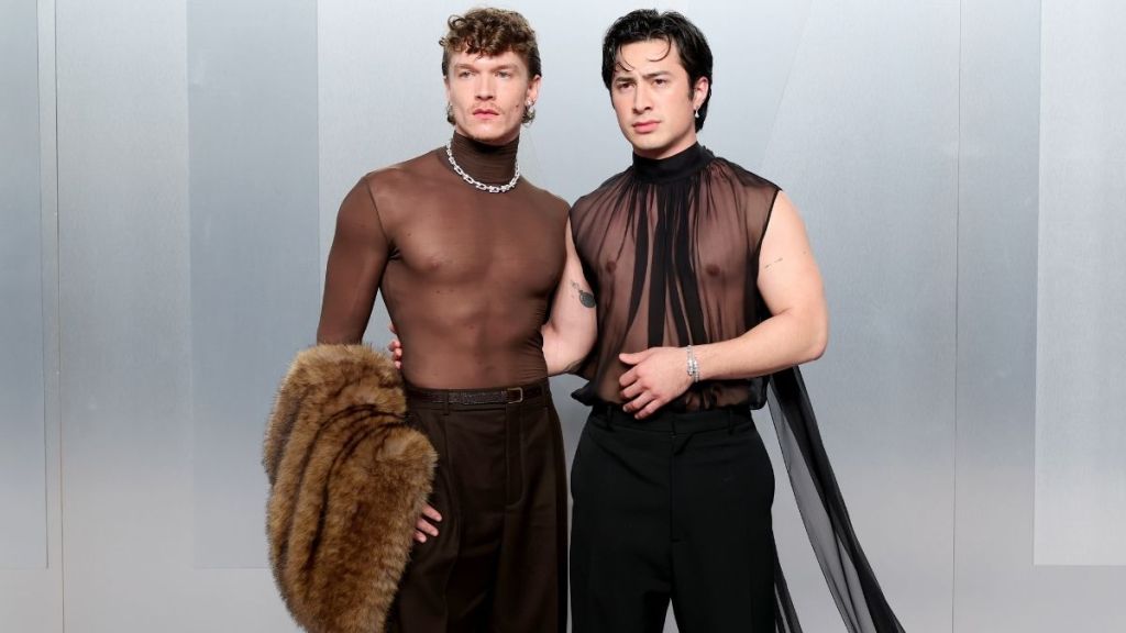 Hudson Williams & Connor Storrie Wow in Fully Sheer Tops at Oscars Party