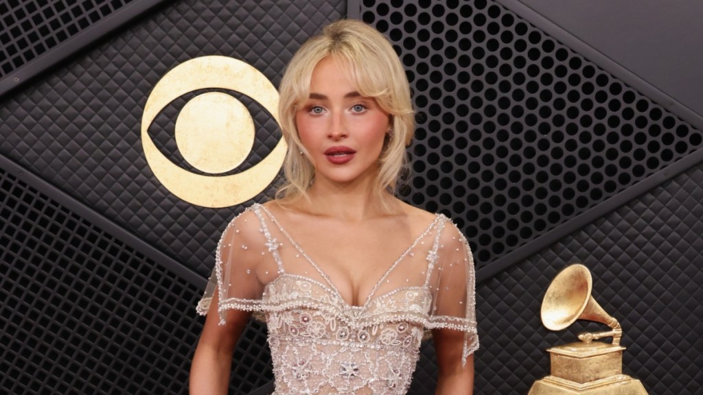 sabrina carpenter see-through top micro mini skirt