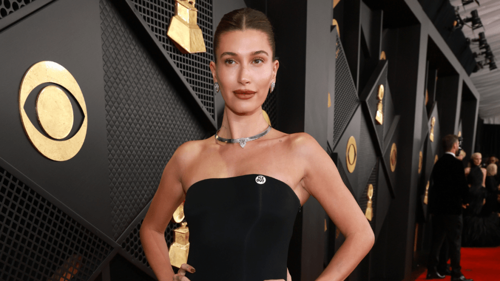 Hailey Bieber Nails Fountain Shoot in High-Slit Dress for Interview Mag