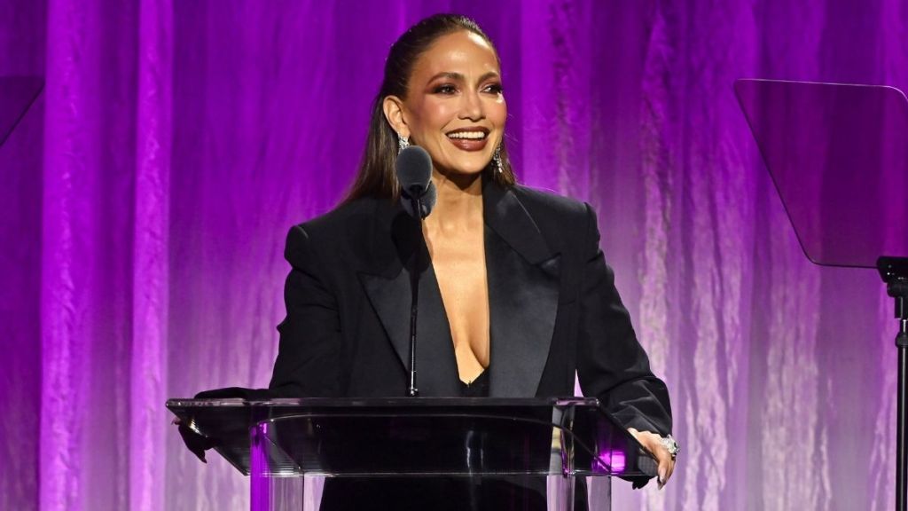 Jennifer Lopez Puts on a Leggy Display in Plunging Micro Minidress