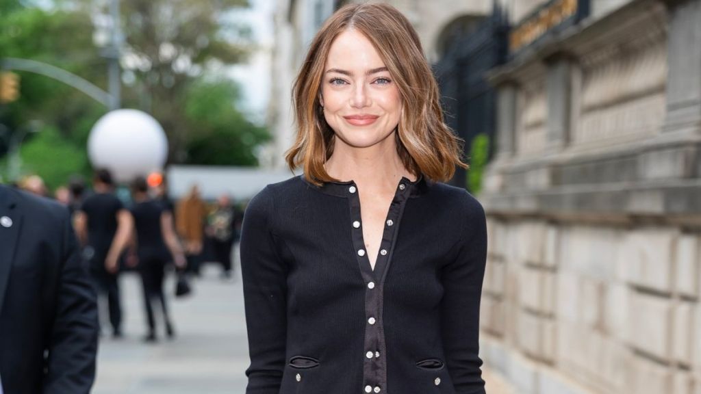 Emma Stone Leaves Her Jacket Almost Unbuttoned in NYC