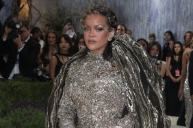 Rihanna's Lacy Lingerie Peeks Through Robe as She Gets Ready for Met Gala