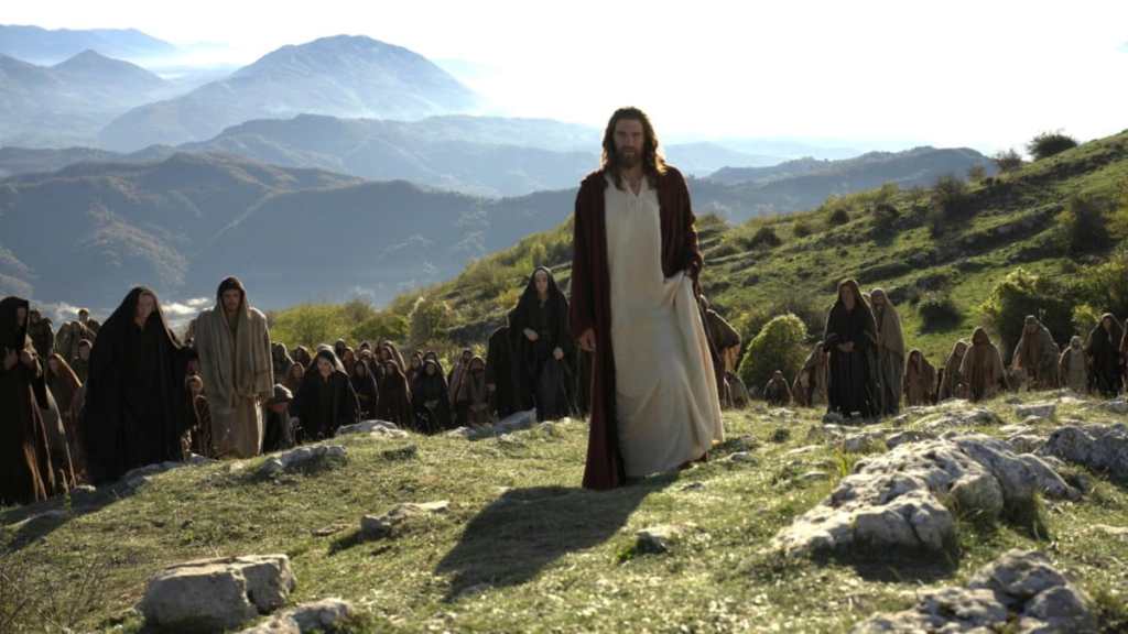 Jesus walks up the hill in The Resurrection of the Christ.