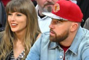 Travis Kelce’s Courtside Beer Chug Draws Reaction From Taylor Swift