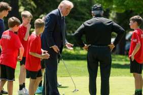 Donald Trump Shows off His Golf Skills To Kids