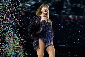 Taylor Swift Pouts in a Plunging Dress During Greece Wedding Trip