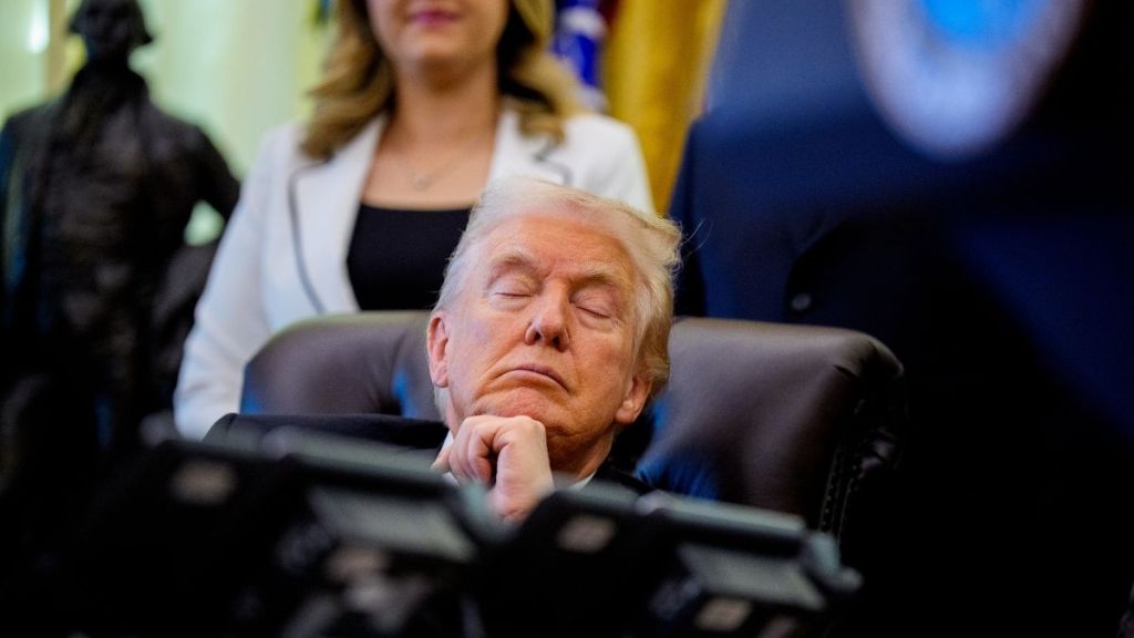 Donald Trump Appears To Fall Asleep After Speaking at White House Event