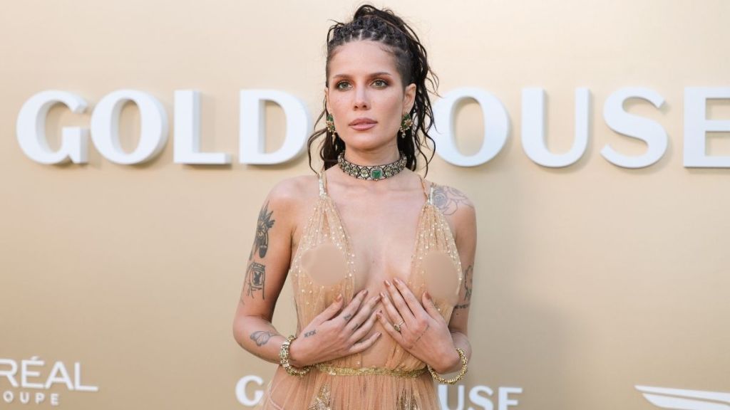 Halsey's Cleavage-Baring Sheer Dress Plunges Dangerously Down