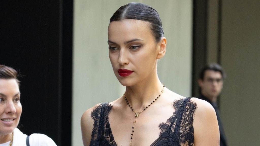 Irina Shayk Matches Lingerie With Completely See-Through Dress in Milan