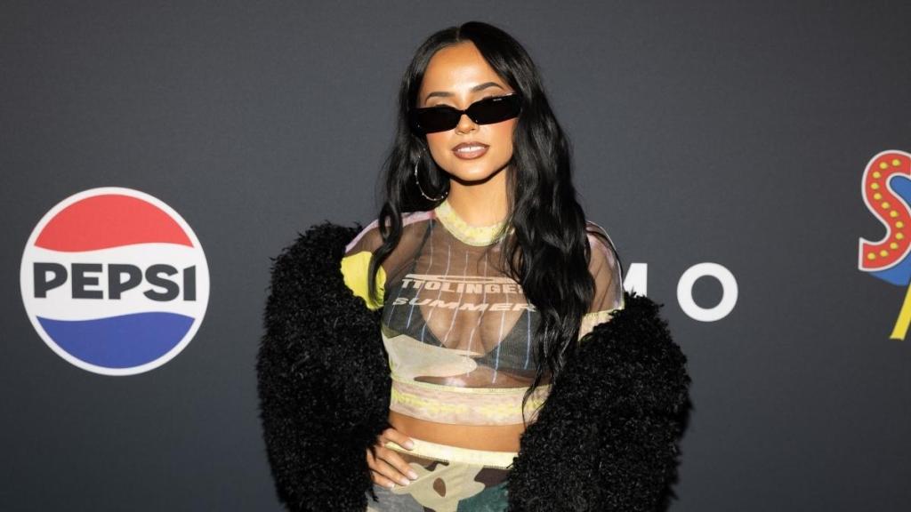Becky G Lets Her Toned Abs Move in Daring Bra Top Look
