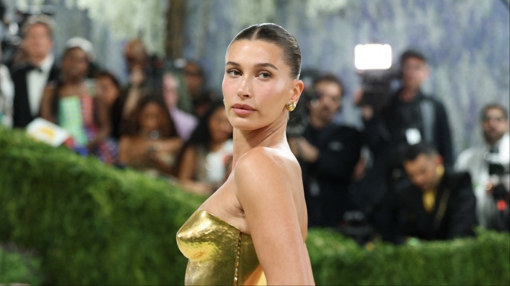 Hailey Bieber see-through micro minidress Rhode