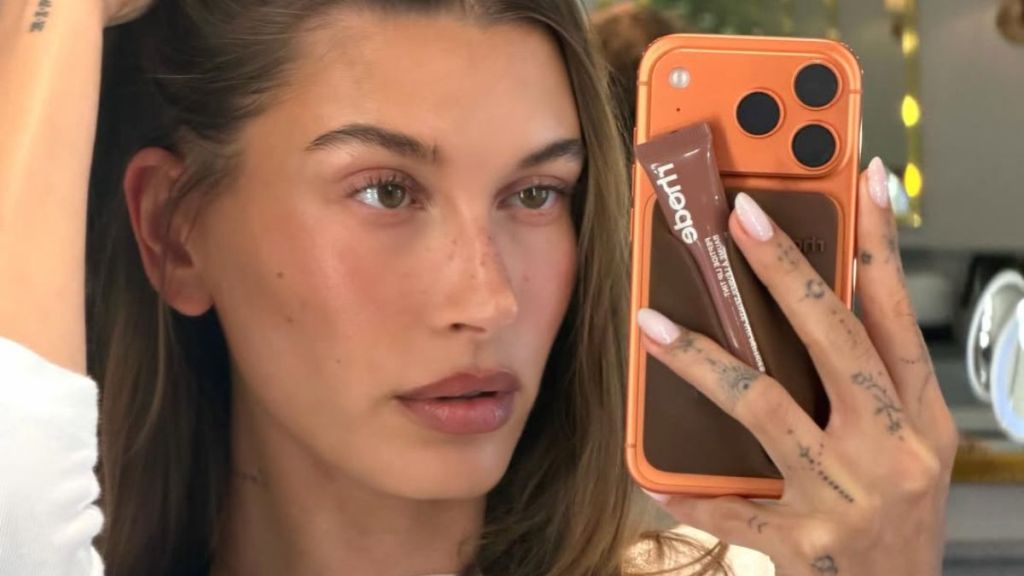 Hailey Bieber's Low-Rise Pants Will Distract You In This Bold Selfie