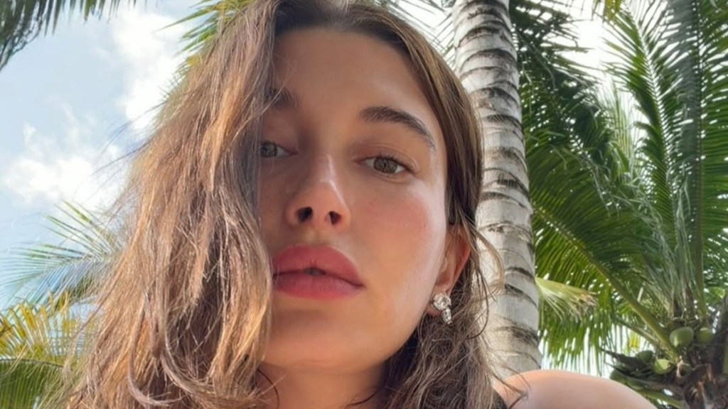 Hailey Bieber’s Thong Bikini Bottoms Come With a Cheeky Surprise That’s Hard To Miss