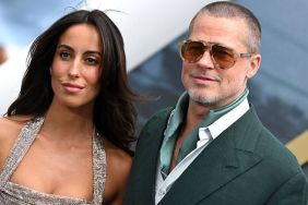 Brad Pitt's Girlfriend Draws Eyes in Leather Coat With Daring Slit