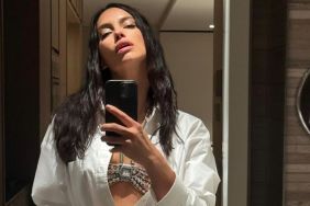 Irina Shayk Flashes a Sheer Bra in Plunging See-Through Fit