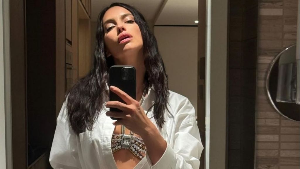 Irina Shayk Flashes a Sheer Bra in Plunging See-Through Fit
