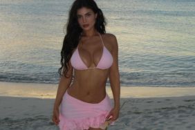 Kylie Jenner's Nude Illusion Lace Bra Barely Hangs on by Ultra-Thin String