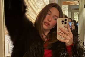 Hailey Bieber’s Loosely-Tied Robe Plunges Down To Expose Flirty Bra