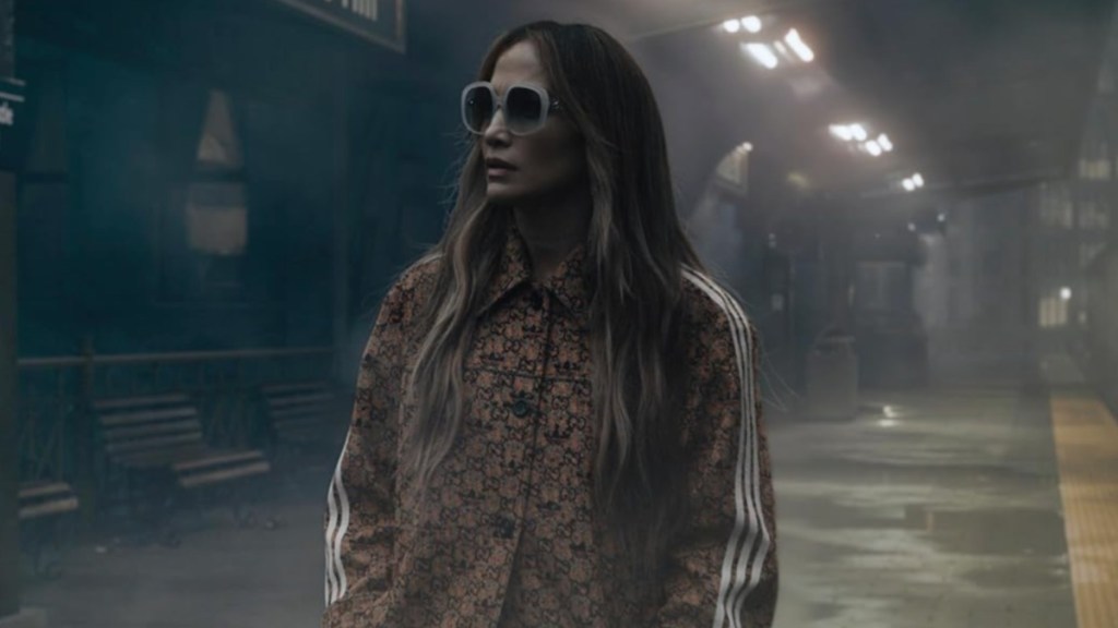 Jennifer Lopez Goes Braless in a Blazer Barely Held Together by Ribbon