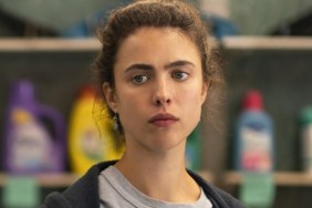 Margaret Qualley Nearly Reveals Everything Holding a Tiny T-Shirt to Cover Her Naked Curves