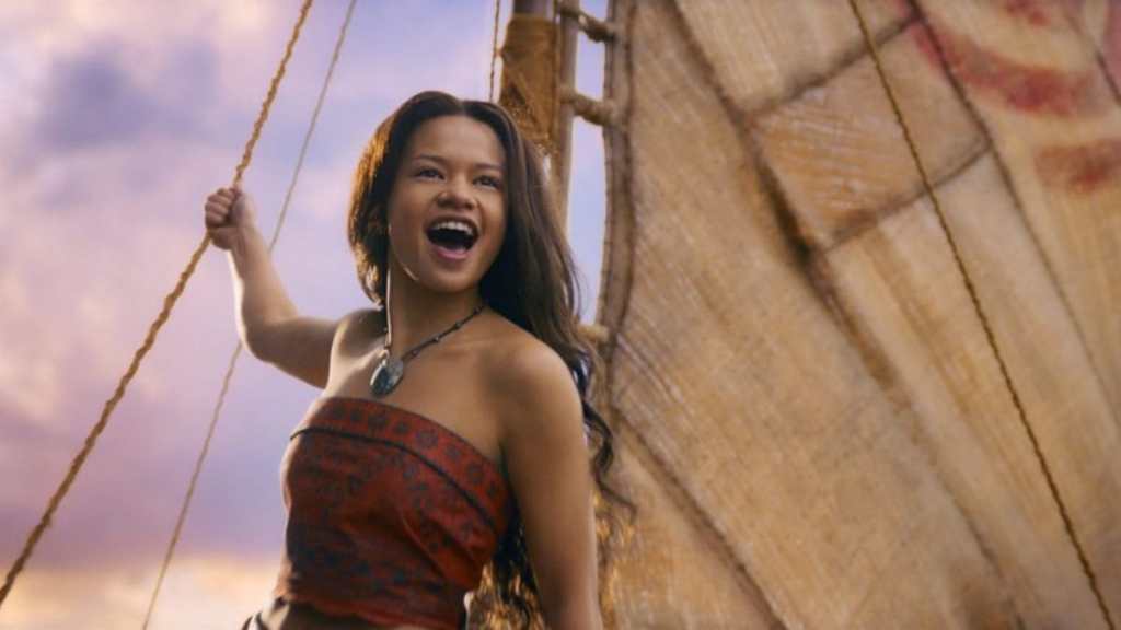 Moana sails a ship.