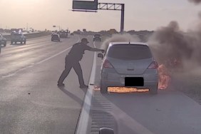 Driver Saved Car Fire Police Video Southlake Texas Swisher Cop