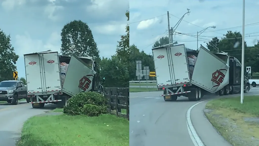 Trailer Truck Breaks Apart Road Driver Doesn't Stop Until Cop Shows Up TikTok Video