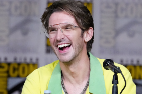Dan Stevens speaking at a microphone during a public appearance