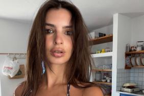 Emily Ratajkowski Nearly Spills Out of Dangerously Plunging Top