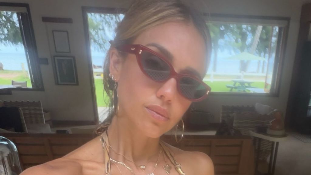 Jessica Alba's Teeny Tiny Plunging Bra Top Leaves Very Little Covered