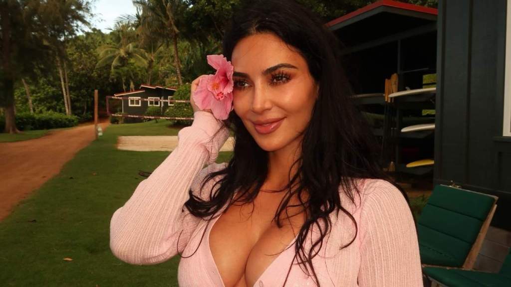 Kim Kardashian Drops Her Cardigan To Unveil a Seriously Daring Bralette