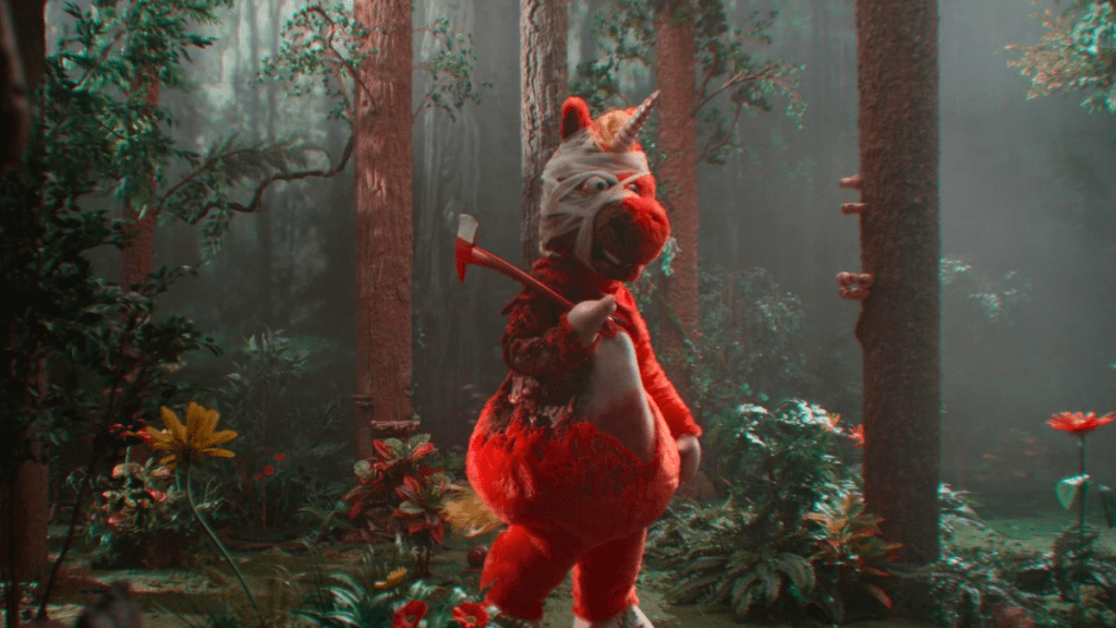 Buddy: Killer Unicorn Hilariously Attacks Theater Employee in Video for New Horror Movie