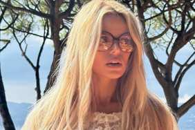 Brooks Nader Risks It All in a Plunging Dress With Daring Waist-High Slit