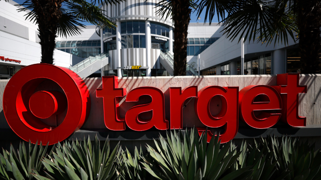 Target store sign amid controversy over a Halloween costume removed from its assortment