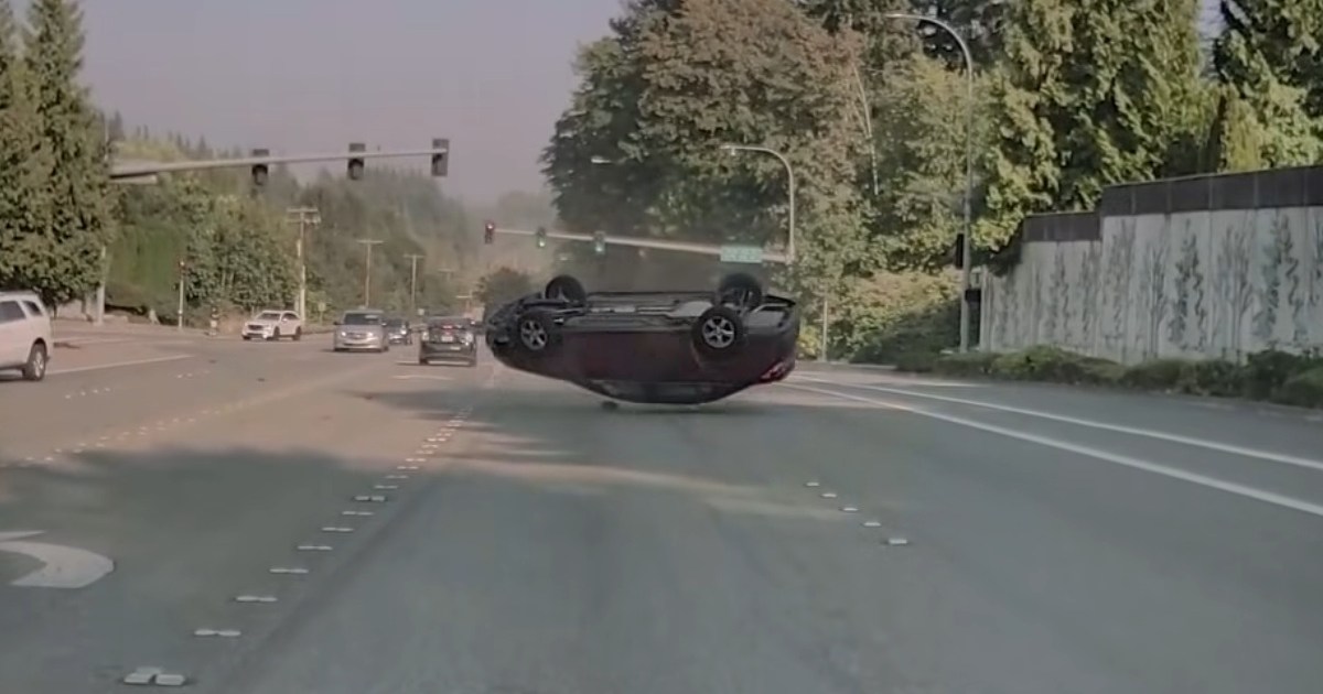 Video Shows Car Running Red Light and Hitting Another Vehicle So Hard it Flips