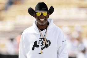 Deion Sanders celebrates receiving prosthetic toes four years after blood clots led to two toe amputations.
