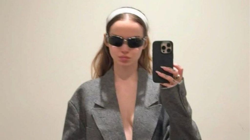 Dove Cameron's Plunging Top Hangs by Just 2 Strings & Dips Low for Diesel