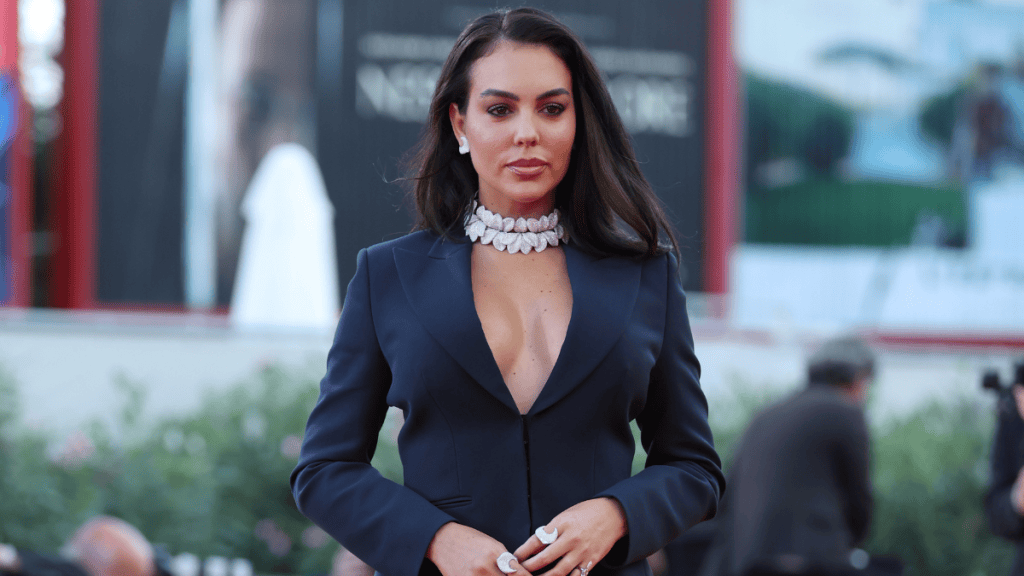 Georgina Rodríguez attends the Venice Film Festival wearing Chopard jewelry while leaving her $3 million engagement ring at home
