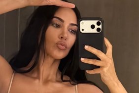 Kim Kardashian’s Plunging Snakeskin Bra Is Barely Staying Put, Thanks To Strings