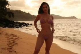 Kim Kardashian Flaunts Her Curves on the Beach in Skimpy String Bikini