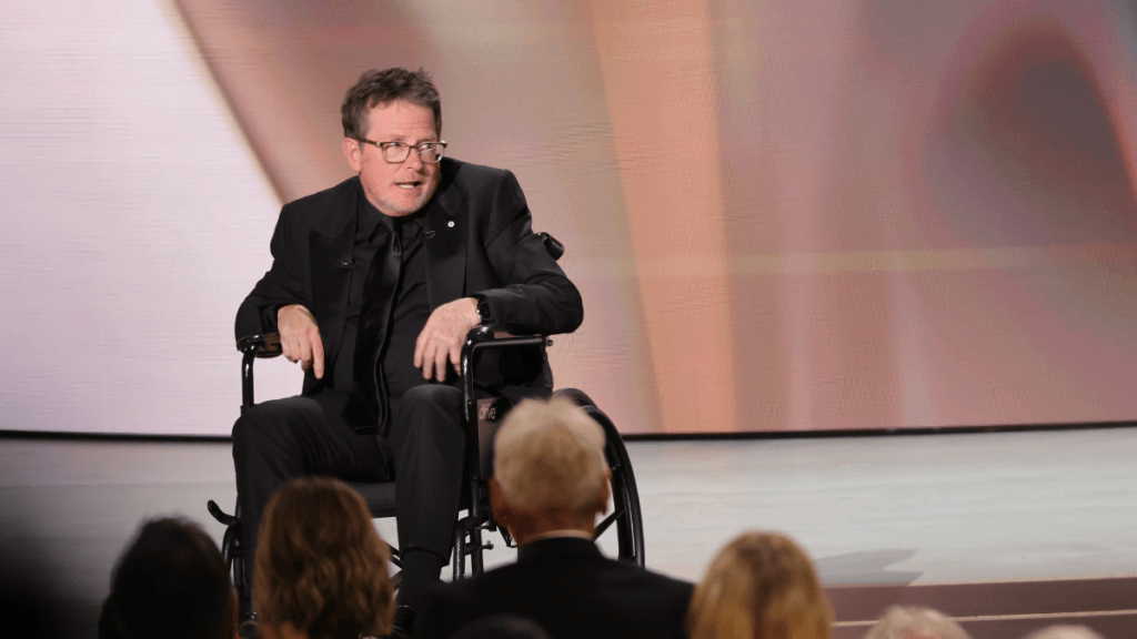 Michael J. Fox receives the Bob Hope Humanitarian Award at the Emmys while reflecting on his Parkinson’s journey and advocacy.
