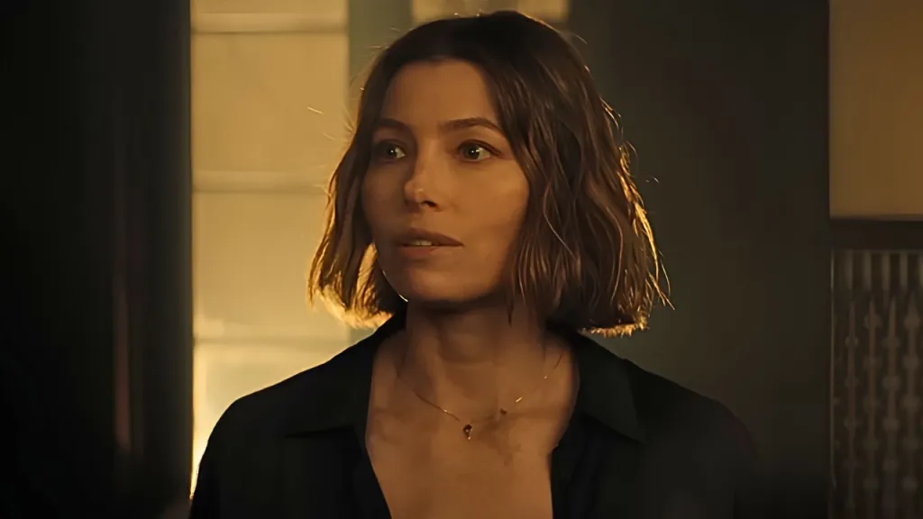 Jessica Biel Flexes Muscles in Matchbox Movie Workout After Viral Backless Look
