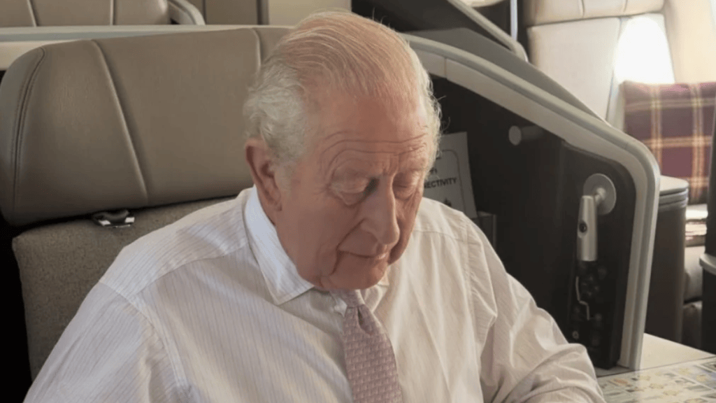 King Charles offers a rare glimpse inside his royal plane while carrying out official duties during his Caribbean tour.