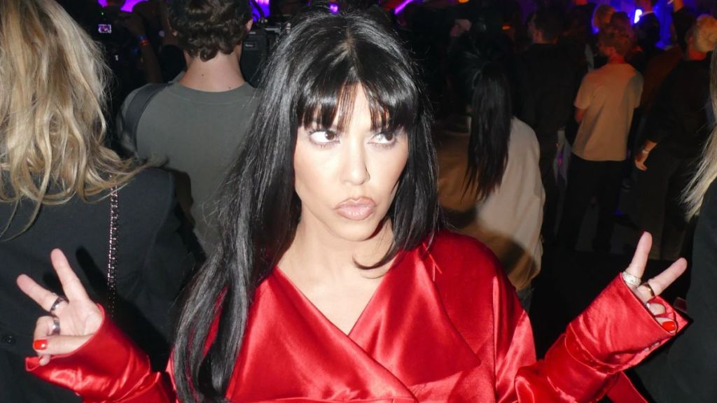 Kourtney Kardashian’s Blinding Micro Minidress Rides High & Plunges Low