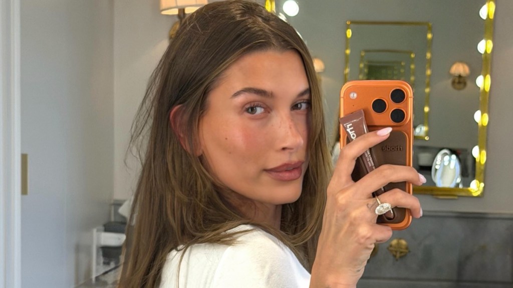 Hailey Bieber’s Leather Micro Shorts Ride Super High To Graze Her Curves