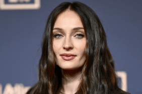 Sophie Turner debuts a new dark brunette hairstyle at the 70th Ballon d'Or ceremony.