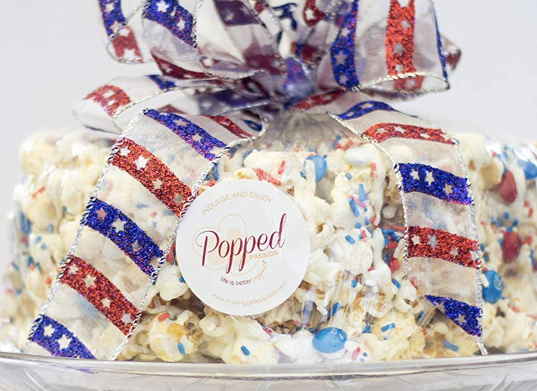 Popped Passion's Fourth of July Red White Blue Marshmallow Popcorn Cake
