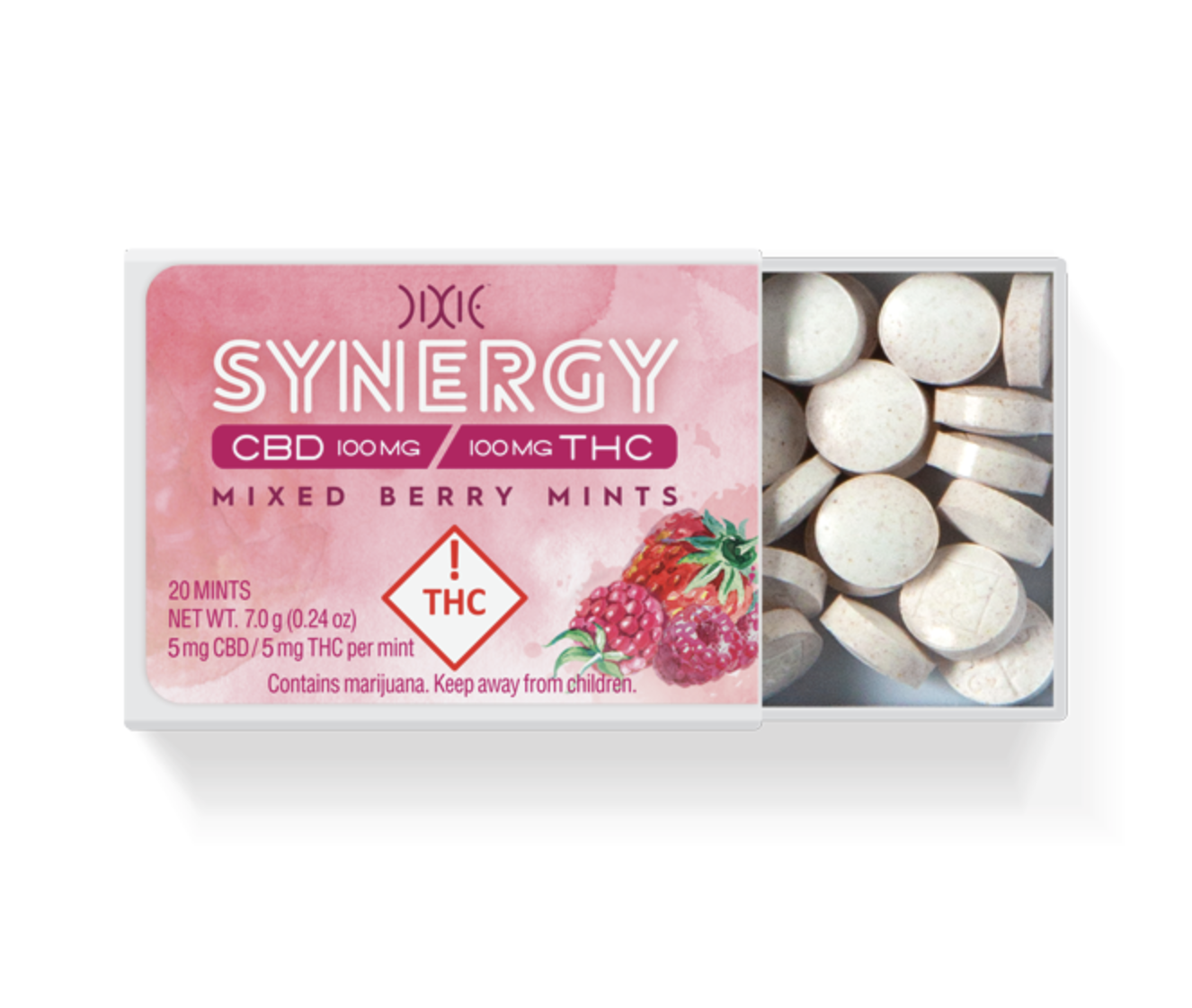 Dixie Brand's Synergy 1:1 Mixed Berry Mints