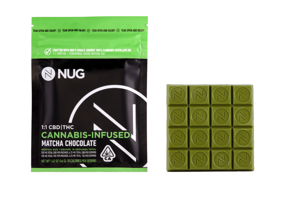 NUG 100mg Matcha Chocolate Bar 1:1 CBD/THC