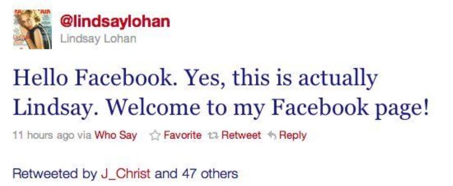 That time Lindsay Lohan confused Facebook and Twitter.